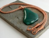 When the leaves turn from green to copper - Agate with Viking knit chain necklace