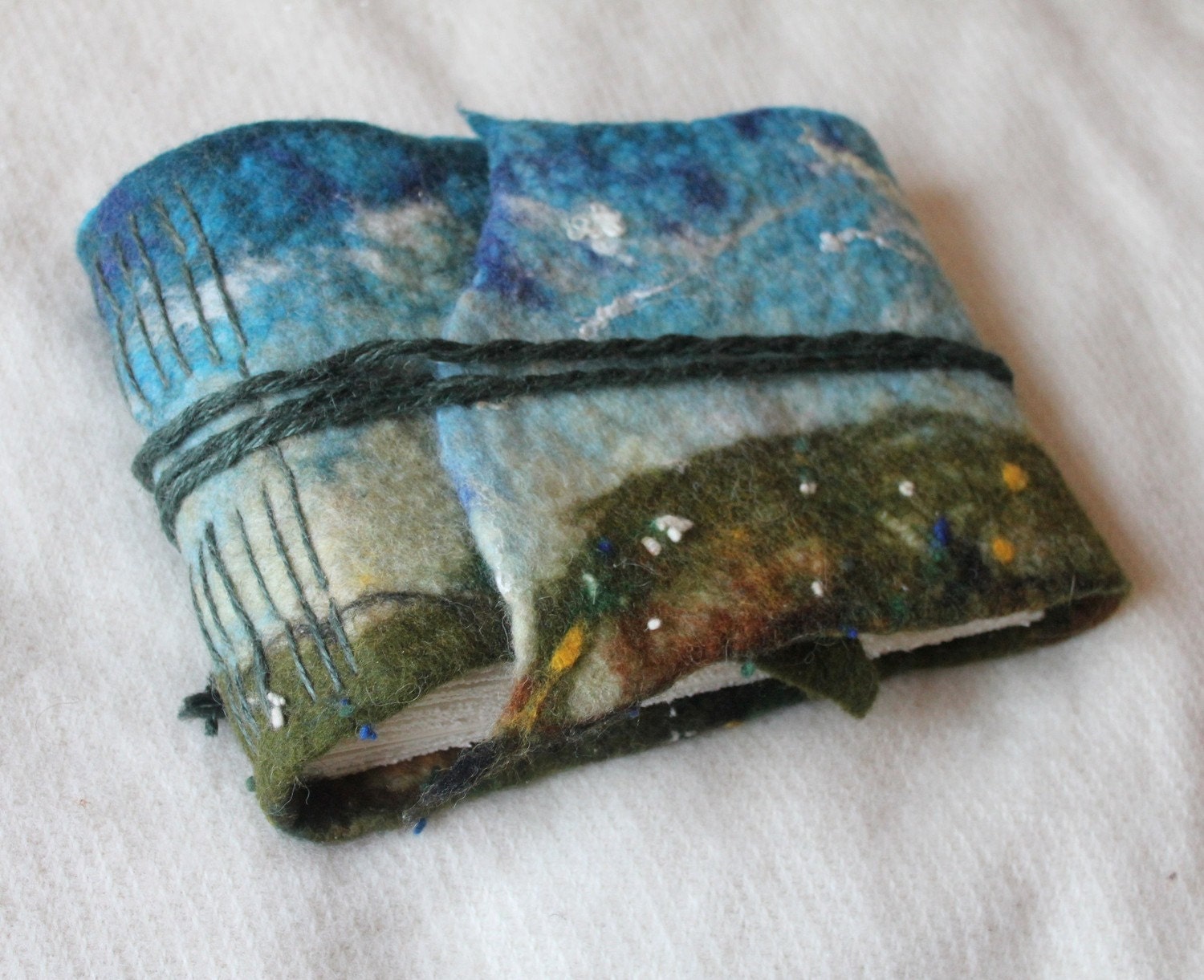 10 1/2 x 7 1/2 felted wool journal or album Summer meadow