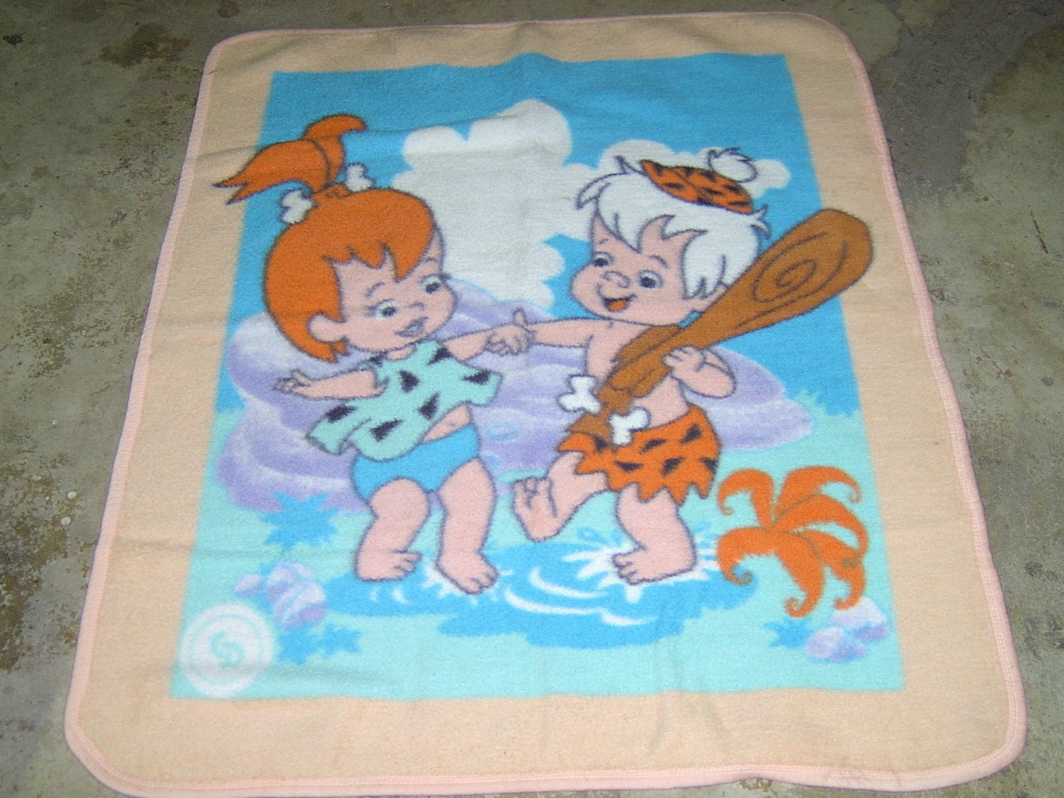 Vintage Pebbles and Bam Bam Blanket by kitschhaus on Etsy