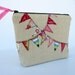 Bunting Cosmetic Bag with pink banner pennants