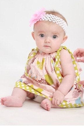 Starling Pillowcase Dresses pink and celery