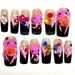 3D nails, Japanese nail art, kawaii octopus and gems on black french tips