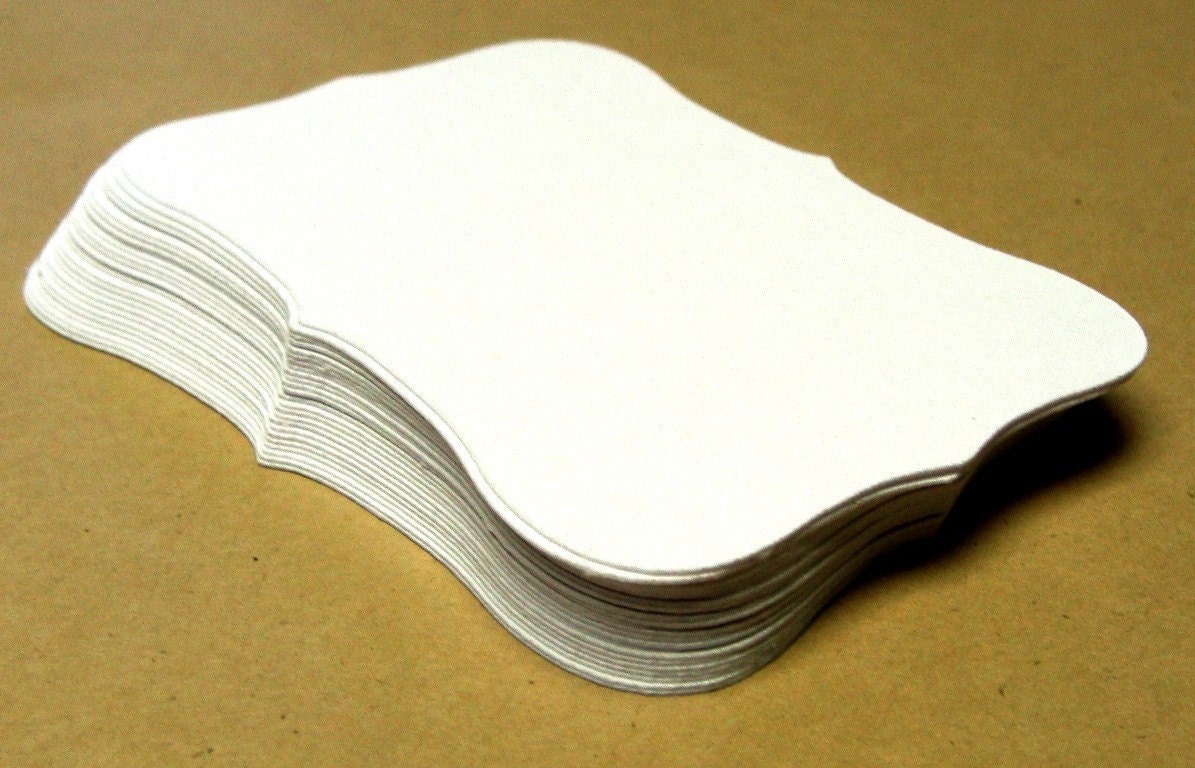 24 Top Notes or Bracket Cards in WHITE (smooth) Journaling Tags, Bag Toppers, Wishing Tree or Escort Cards . 3x2