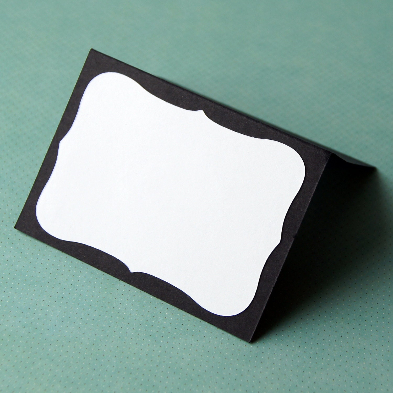 50 Folded TOP NOTE Double Layer Blank Mini Cards, Escort Cards or Place Cards in Black . 3.5 x 2.5 inches