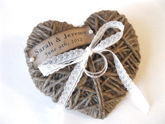 WEDDING Ring Pillow/Holder - reuse as Christmas ornament  - personalized with lace - wedding ceremony, wedding decor - ORIGINAL