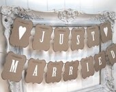 Wedding Garland - JUST MARRIED Wedding Banner - choose 1 or 2 piece - pick ribbon - wedding photo, wedding garland, wedding decor
