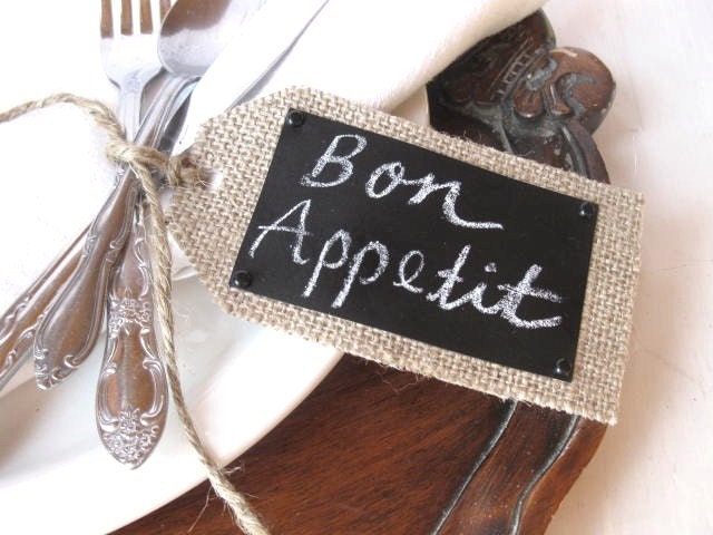 Burlap Chalk Tags - reusable,wedding,gift tag - set of 4