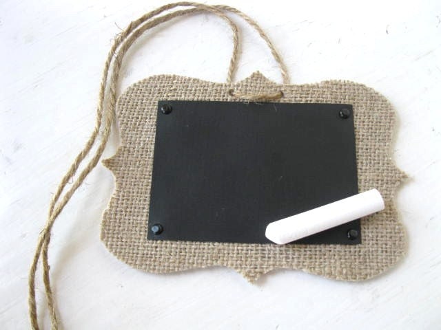 Decorative BURLAP Chalk Cloth Tags - Wedding, place card, treat jars, bin tags, gift tags - 4 per set - Original Designs by Blue Pearls