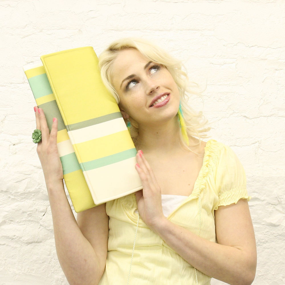 Yellow Striped Clutch READY TO SHIP