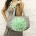 SALE Gray Mint Green Chiffon Flower Medium Size Handbag Ready to Ship