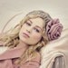 Beige Rose Chiffon Flower Slouchy Hat MADE TO ORDER