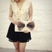 Ivory Black Lace Organza Bow Clutch READY TO SHIP