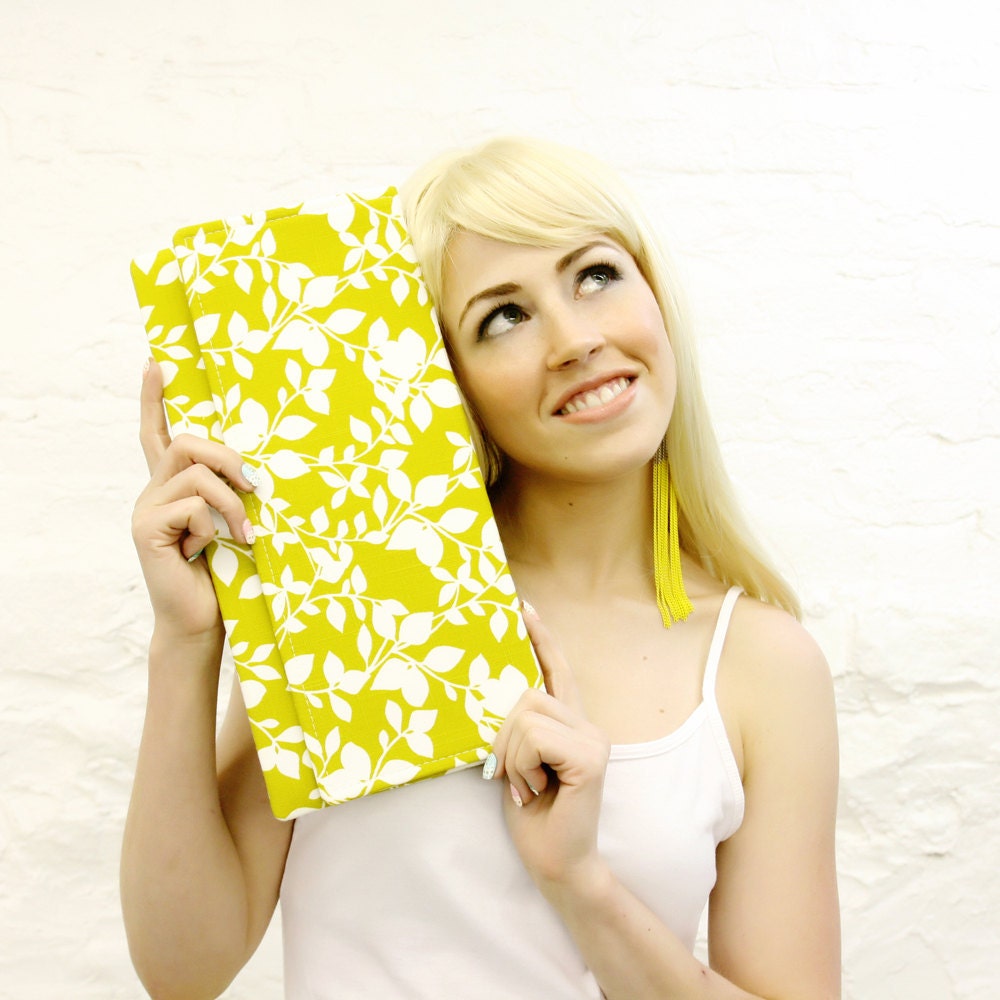 Chartreuse Flower Clutch READY TO SHIP