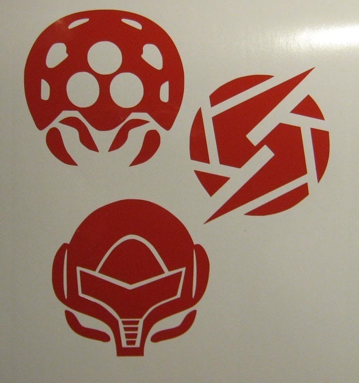 Nintendo Metroid Decal 3 pack Screw Attack and Samus Helmet