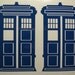 Small 2x flying Police Box decal stickers Macbook Sci-fi