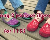 Best friends COMBO - Any 2 PAIRS of SHOES adult size - Boho hippie shoes