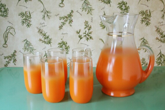 Blendo Frosted Orange Pitcher and Glass Set