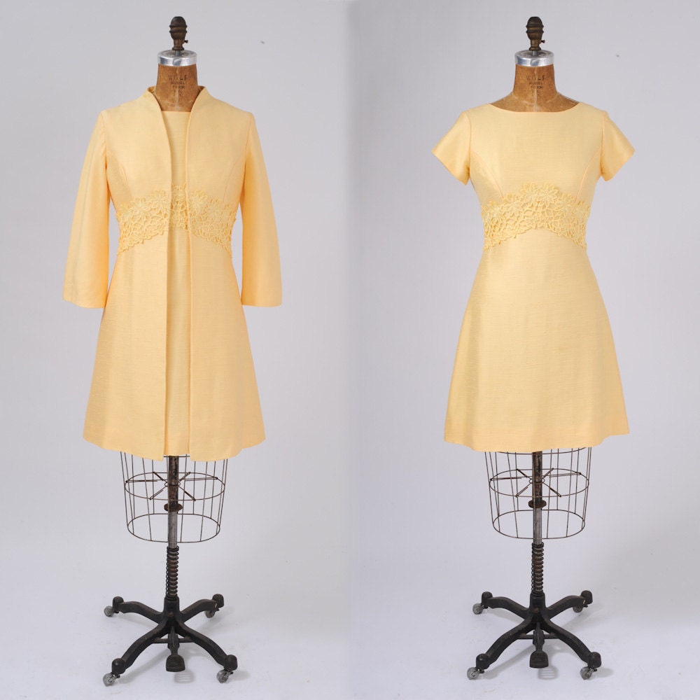 1960's Sunny Yellow Dress Coat Two Piece Set