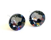 Crystal Silver Night studs, Swarovski post earrings, 7mm