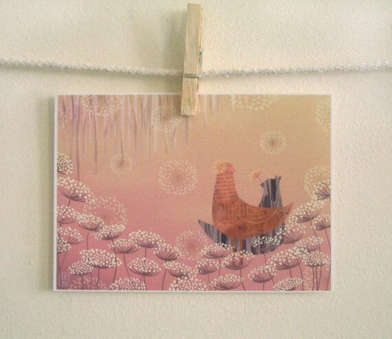 5x7 Queen Anne's Sweet Memory -- Bird Illustration Print