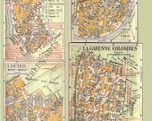 FLASH SALE Antique Maps of Paris France - Digital Collage Sheets