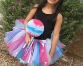 ENCHANTED PRINCESS TUTU/WAND SET - 8 INCH - AQUA, TURQUOISE, LIGHT GARNET, WISTERIA