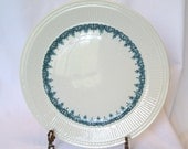 Vintage Restaurant Ware Dinner Plate Aqua with Sculptured Edge Blue Border Shenango China Turquoise Kitchen Beach Cottage Color