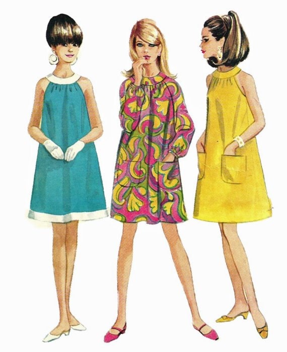 Vintage 60s Mod A Line Dress Pattern In Three By Handyhousewife