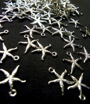 Antique Silver Pendants, Star Fish, 21.5x17x2mm - 30 pcs