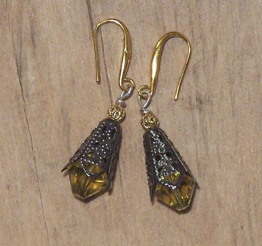 SALE-Vintage Style Earrings-Lemon Cathedrals