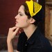 Bee's Knees - yellow and black felt hat with lace detail