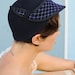Bon Voyage- black cap with vintager royal blue netting