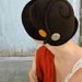brown cloche with vintage gold button-made to order