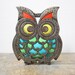 vintage rustic cast iron and stained glass owl napkin holder
