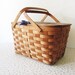 vintage picnic basket / woven wooded picnic basket