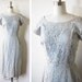 vintage 50s lace dress / blue rhinestone and lace cocktail dress