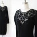 SALE black sweater dress / vintage 1980s black beaded lace sweater dress