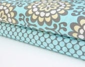 Amy Butler Fabric Duo Sky Wallflower and Slate Full Moon Dots 2 yards