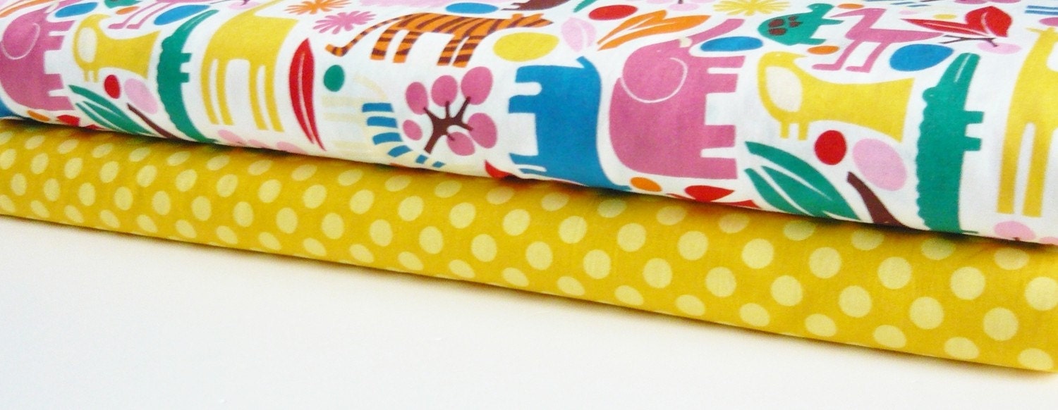 Fabric Duo Alexander Henry 2D Zoo Primary and MM Mustard Ta Dot 2 yards