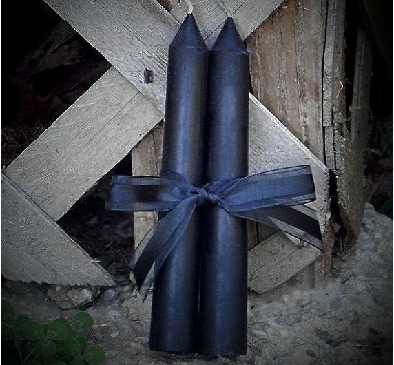Handcrafted BLACK MAGIC WOMAN 6" Soy Taper Candles with Gold Seal Dragon's Blood - Set of Two Powerful Spell Candles