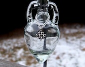 CLARITY Celtic Knot Crystal Clear Amphora Magic Potion Bottle, Enchanting Corked Glass Vessel with Sturdy Metal Stand