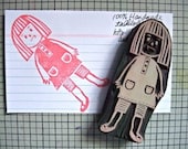KOKESHI IS HERE - handmade rubber stamp - black block