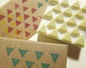 geometric rubber stamp. hand carved rubber stamp. hand carved stamp. triangles. handmade.