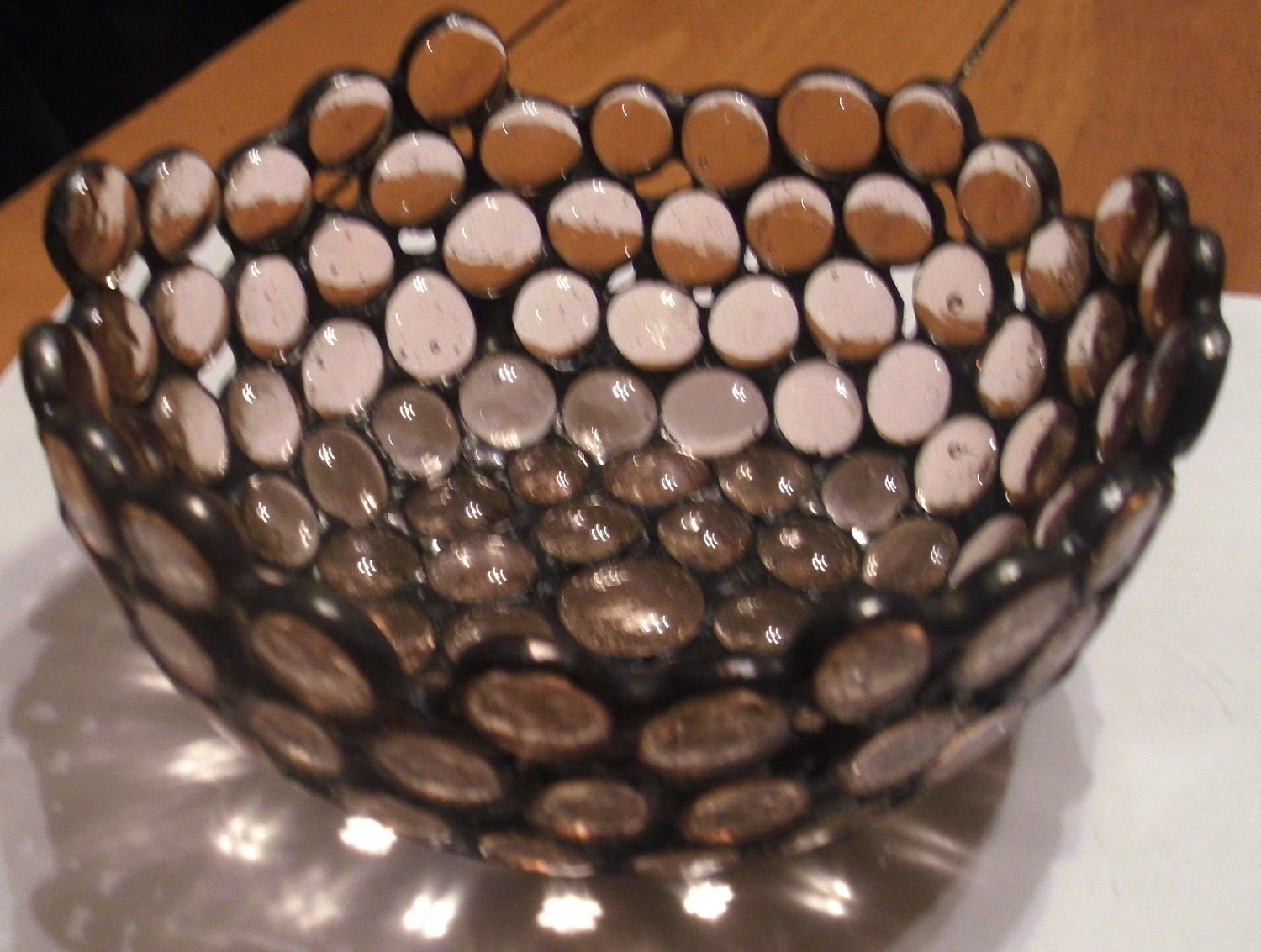Handmade Peach/Pink Glass Nugget Bowl/Candy Dish...One of a Kind