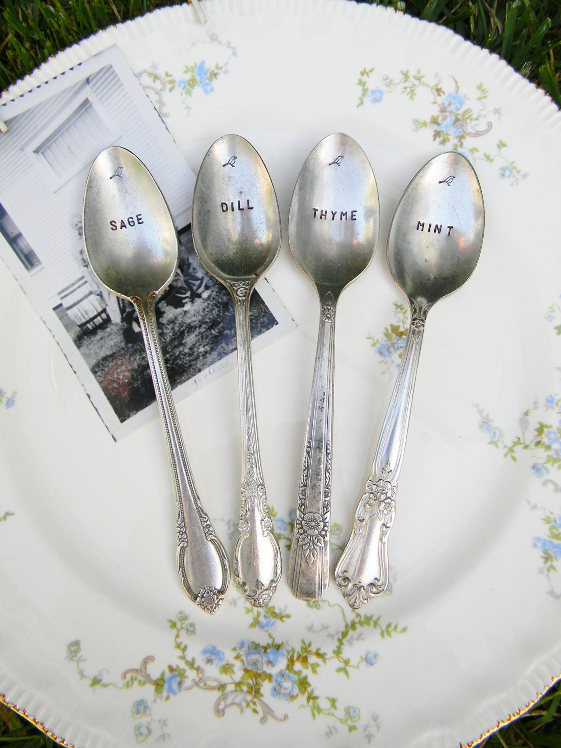 Plant Markers Hand Stamped Vintage Spoons Customized For You. CHOOSE 4