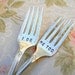I Do Me Too Wedding Forks. Hand Stamped Vintage Wedding Reception Fork Set.