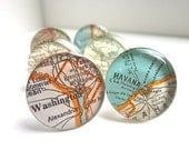 Cuff Links.  Personalized with Vintage Maps.