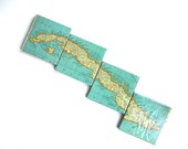 Vintage Cuba Map Coasters.