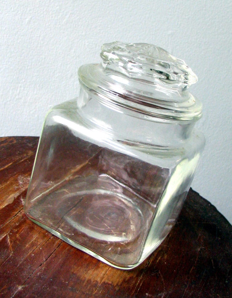 Items Similar To Vintage Glass Candy Jar With Lid Late