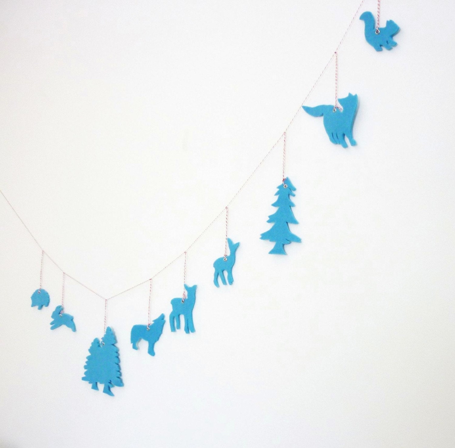 Baby blue felt garland woodland